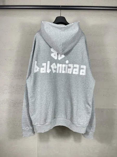 Balenciaga Distressed Logo Hoodie Army Green - 22