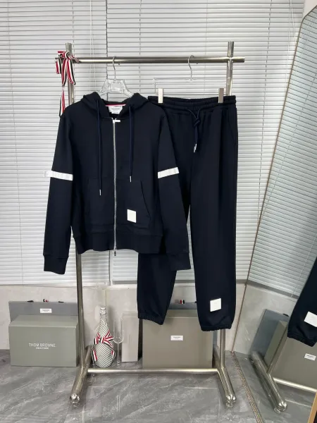 Thom Browne Classic Four-Bar Stripe Zip-Up Hoodie and Sweatpants Set - 14