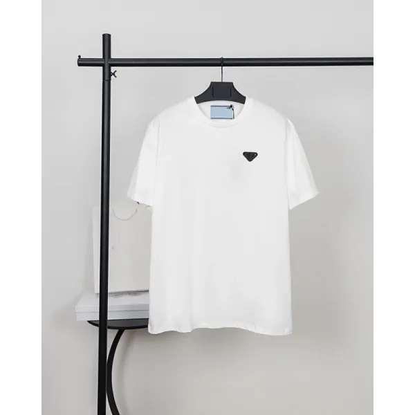 Prada Re-Nylon Triangle Logo White T-Shirt - 1