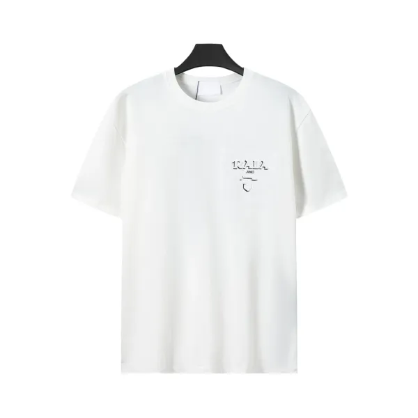 Prada Re-Nylon Triangle Logo White T-Shirt - 40