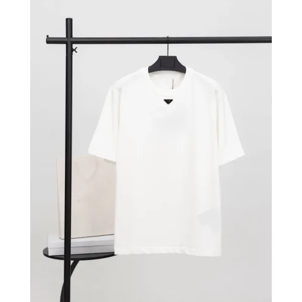Prada Triangle Logo White T-Shirt - 1
