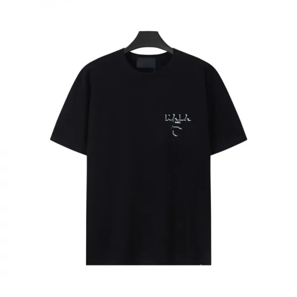 Prada Re-Nylon Logo Embroidered Black T-Shirt - 1