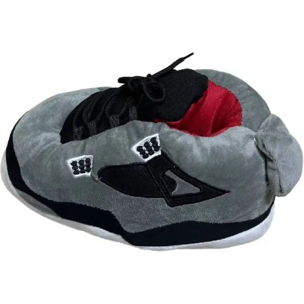 Air Jordan 11 Retro Gray Red Plush Slippers - 1