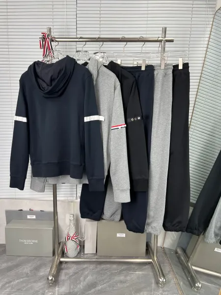 Thom Browne Classic Four-Bar Stripe Zip-Up Hoodie and Sweatpants Set - 11