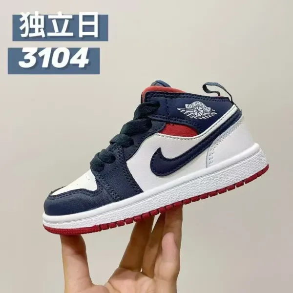 Air Jordan 1 Mid 'Independence Day' Navy White Red Sneakers - 1