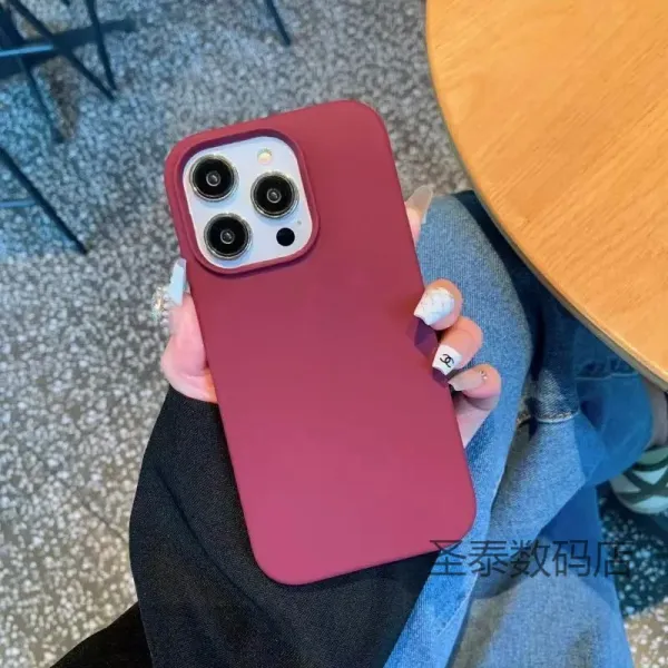 Design Matte Red Silicone Phone Case for iPhone 13/14 Pro Max - 1