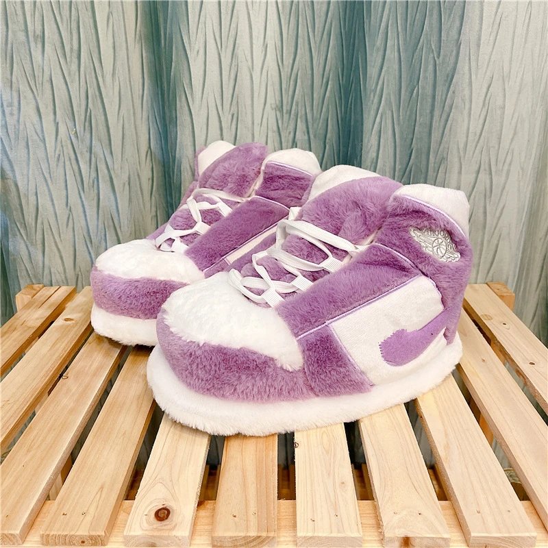 Air Jordan 1 High Fuzzy Purple White Slippers - 1