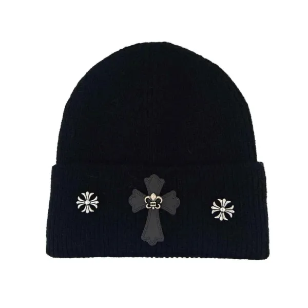 Chrome Hearts Cross Embellished Black Beanie - 1