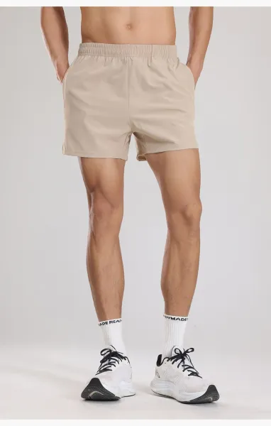 Design Beige Performance Shorts with Elastic Waist and Side Pockets - 16
