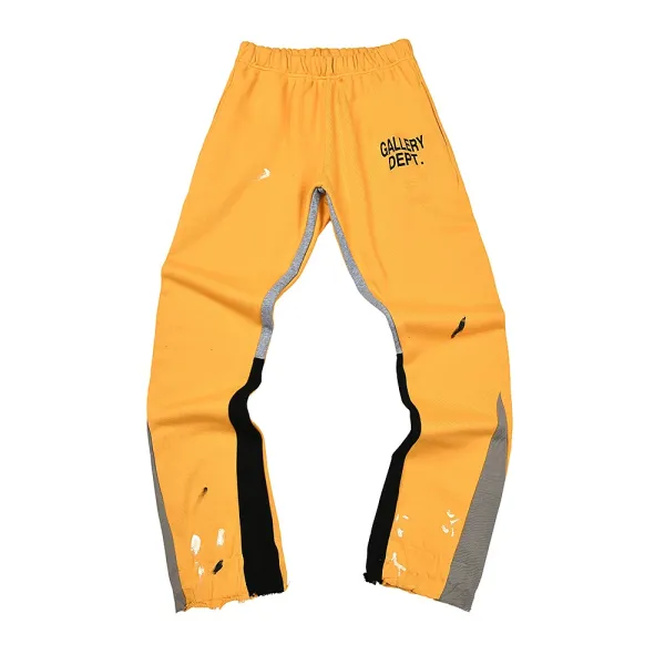Gallery Dept. Distressed Paint-Splatter Sweatpants Yellow - 1