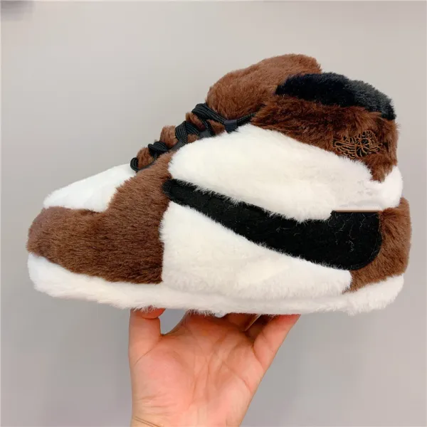 Air Jordan 1 High 'Retro' Furry Slippers Brown/White/Black Sneakers - 1