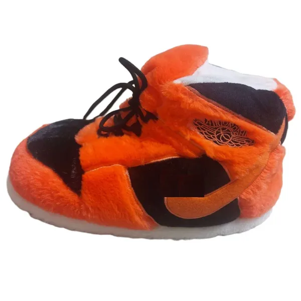 Air Jordan 1 High Fuzzy Orange Black Slippers - 1