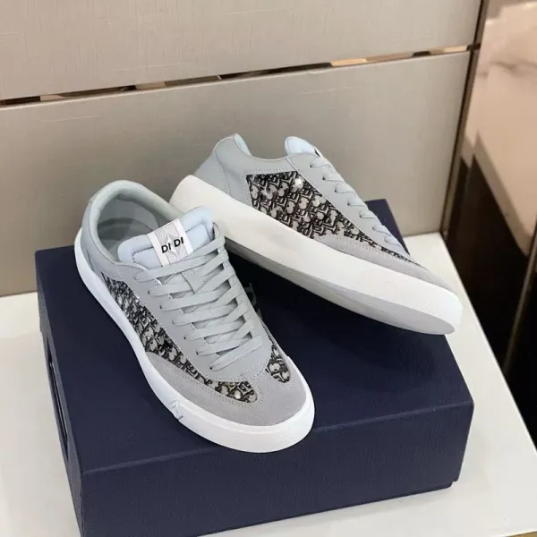 Dior B23 Oblique Gray Suede Sneakers - 4