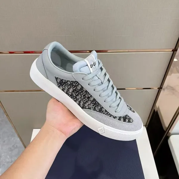Dior B23 Oblique Gray Suede Sneakers - 7