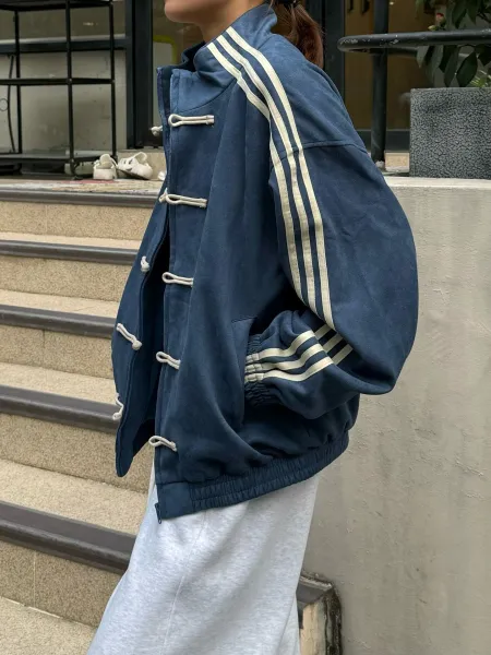 Custom中式盘扣运动风外套 Light Blue Track Jacket - 18