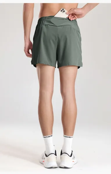 Design Beige Performance Shorts with Elastic Waist and Side Pockets - 15