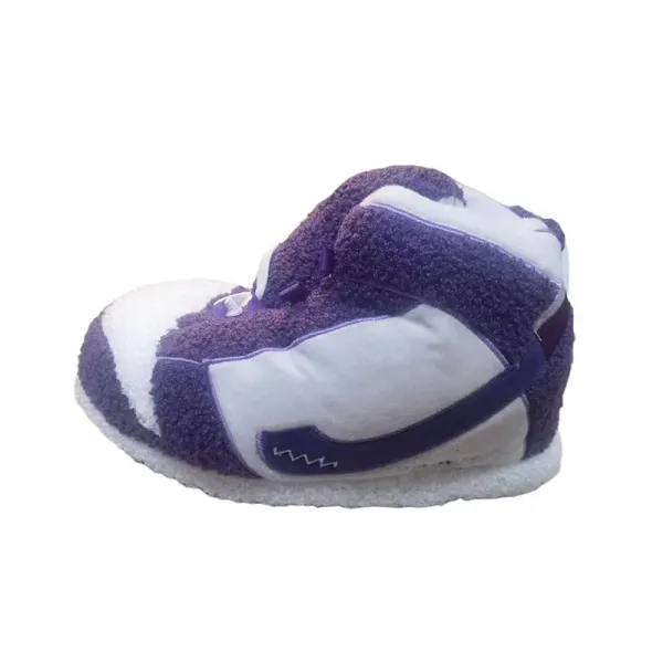 Purple and White Fuzzy Slipper Sneaker - 1