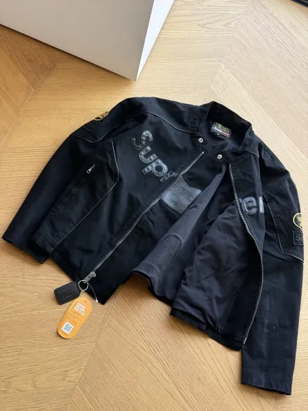 Supreme x Cordura Black Embossed Logo Motorcycle Jacket - 10
