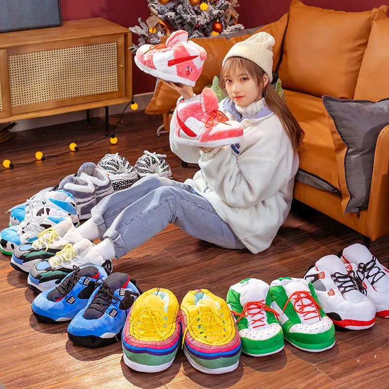 Plush Sneaker Slippers Multicolor Casual Footwear - 1