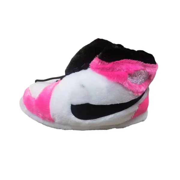 Nike Air Jordan 1 High Fuzzy Pink Black Slippers - 1