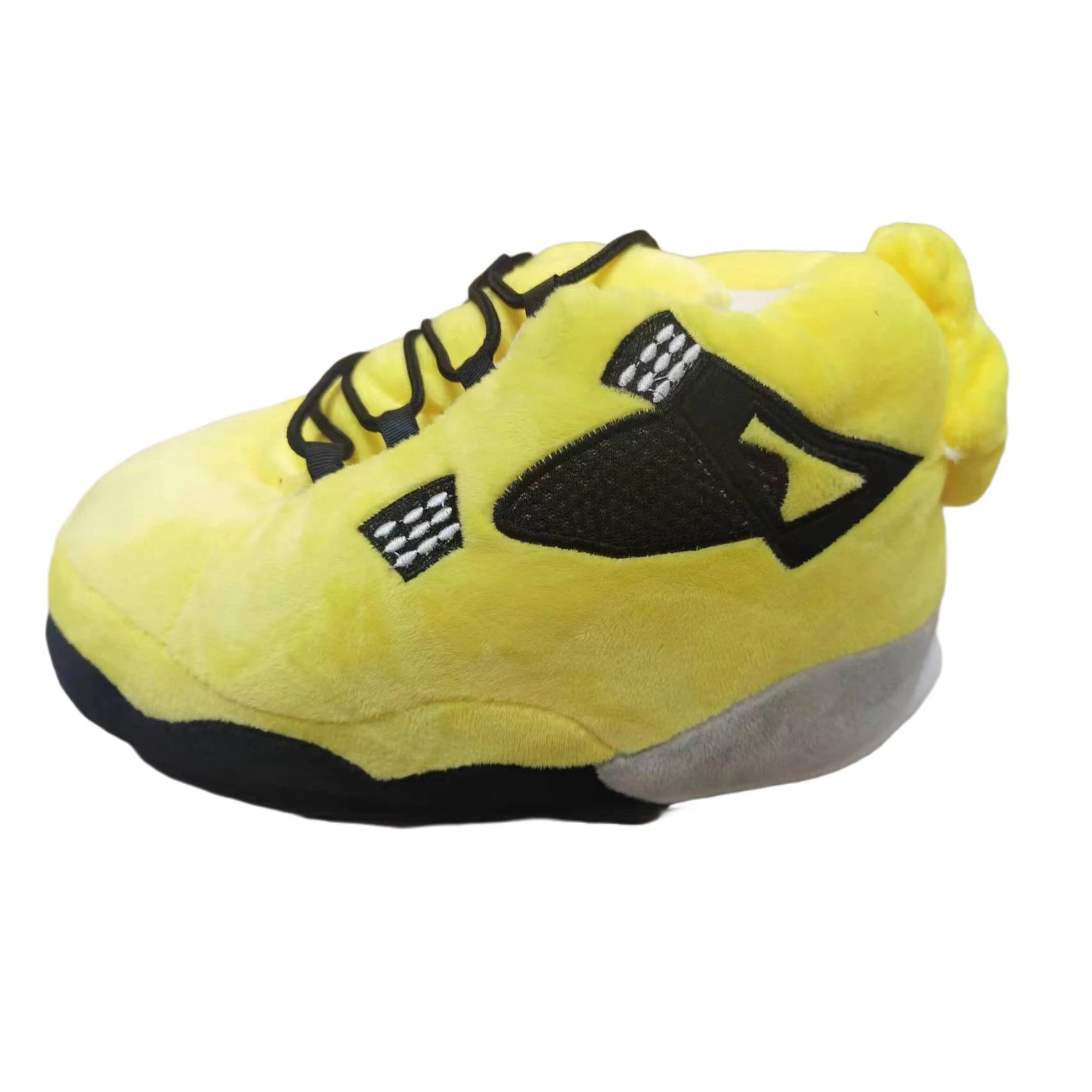 Plush Basketball-Style Slippers Yellow Black - 1
