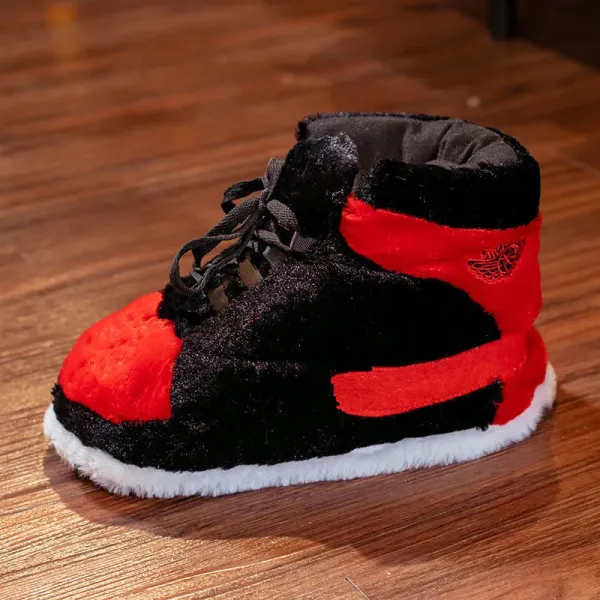 Air Jordan 1 High Retro Red Black Fleece Slippers - 1