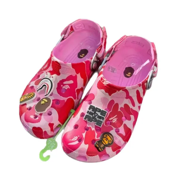 Crocs x A Bathing Ape Classic Clog Camo Green Multicolor Sandals - 3
