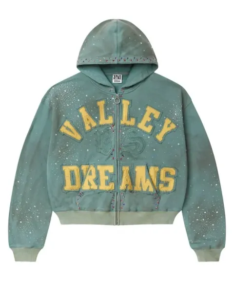Valentino Garavani Valley Dreams Embellished Hoodie Sage Green - 1