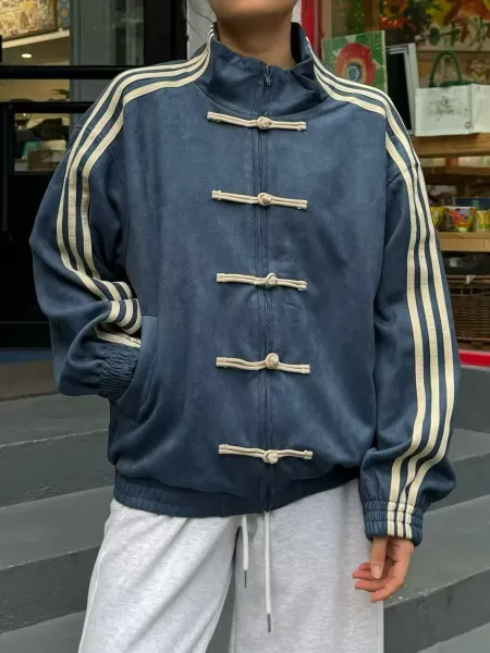 Custom中式盘扣运动风外套 Light Blue Track Jacket - 22