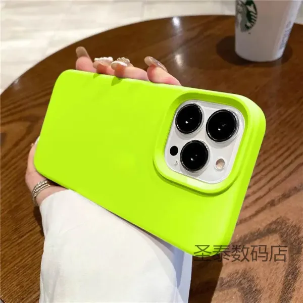 Neon Green Matte Silicone Phone Case for iPhone Pro - 1