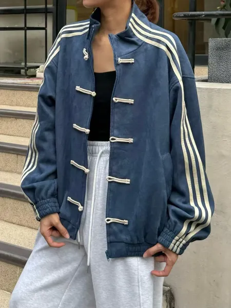 Custom中式盘扣运动风外套 Light Blue Track Jacket - 19