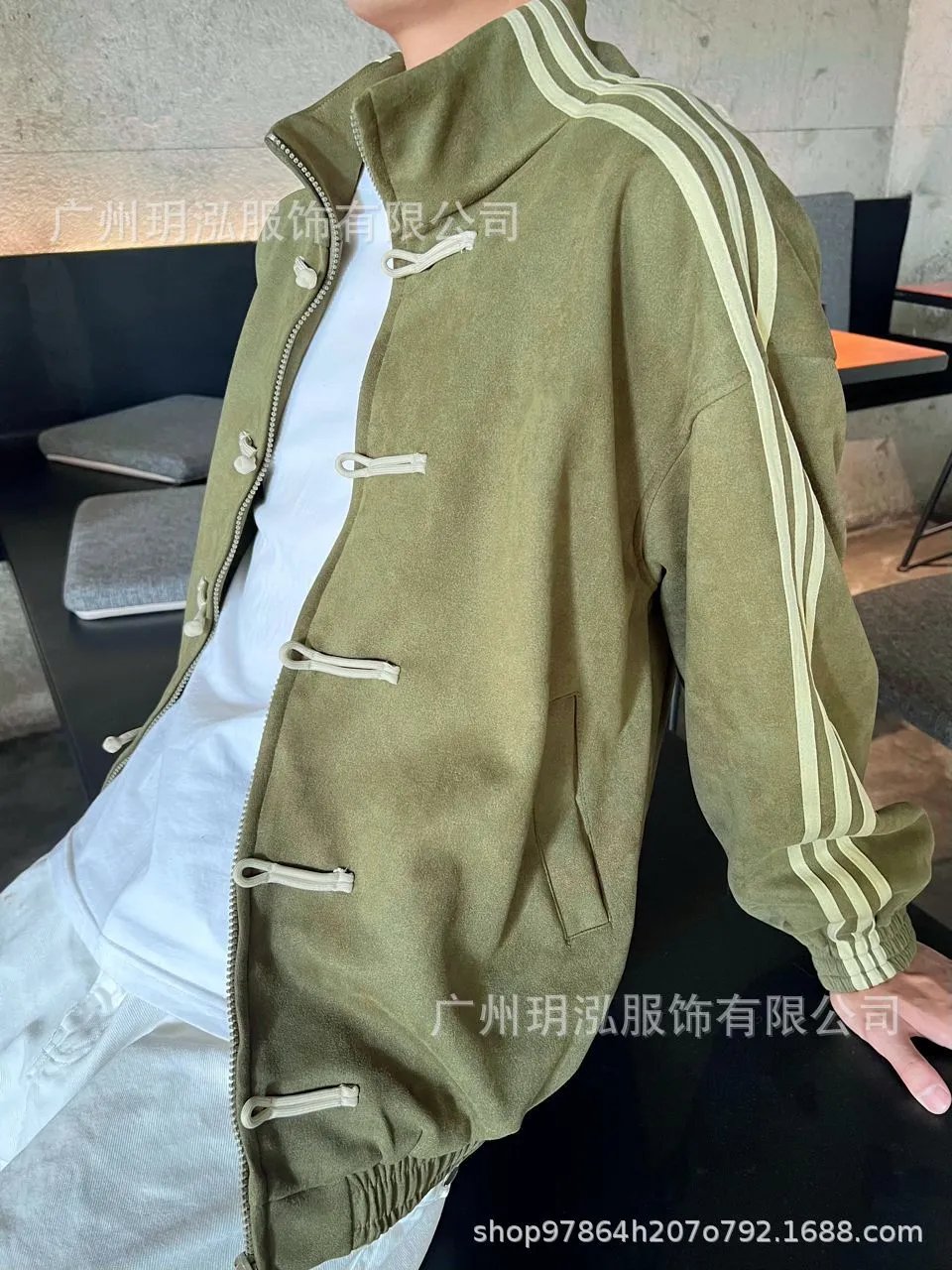 Custom中式盘扣运动风外套 Light Blue Track Jacket - 7