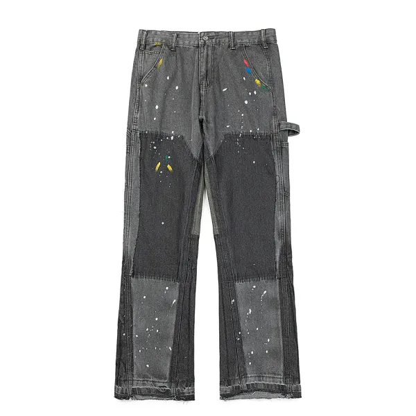 Off-White Paint-Splatter Patchwork Denim Jeans - 1