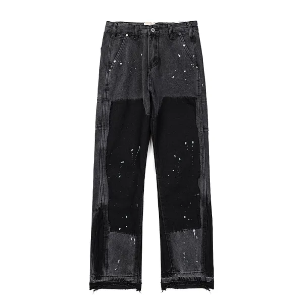 Off-White Paint-Splatter Patchwork Black Jeans - 1