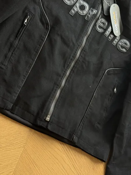 Supreme x Cordura Black Embossed Logo Motorcycle Jacket - 27