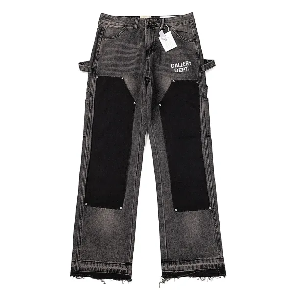 Gallery Dept. Patchwork Distressed Black Denim Jeans - 1
