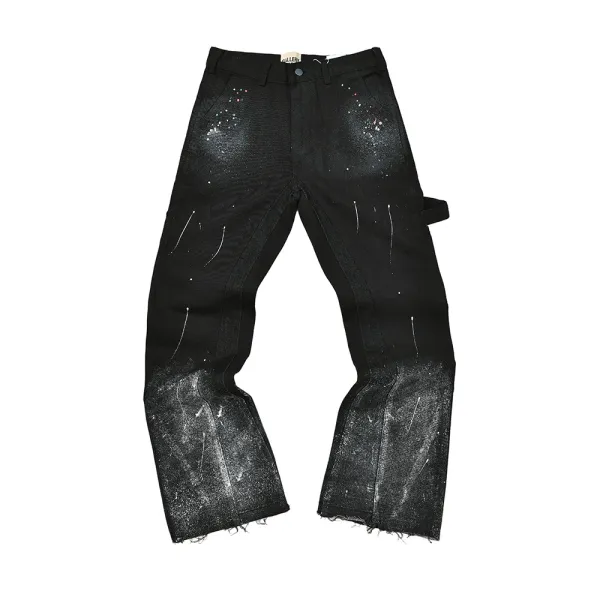 GALLERY Dept. Paint-Splatter Distressed Black Denim Pants - 1