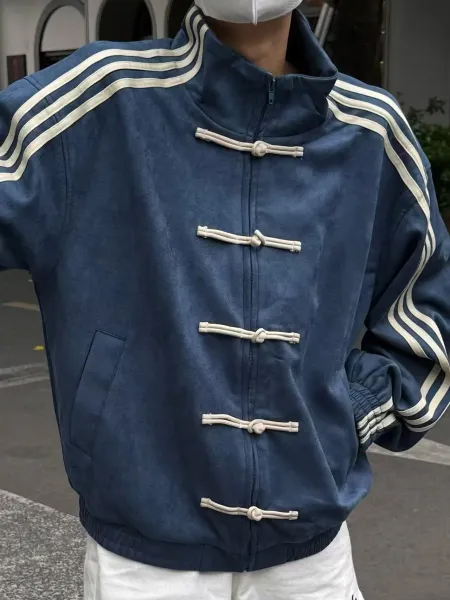 Custom中式盘扣运动风外套 Light Blue Track Jacket - 17