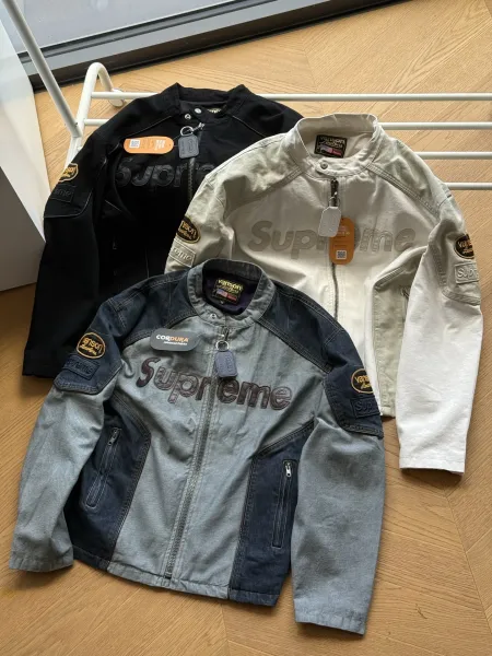 Supreme x Cordura Black Embossed Logo Motorcycle Jacket - 2