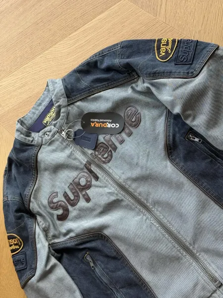 Supreme x Cordura Black Embossed Logo Motorcycle Jacket - 38