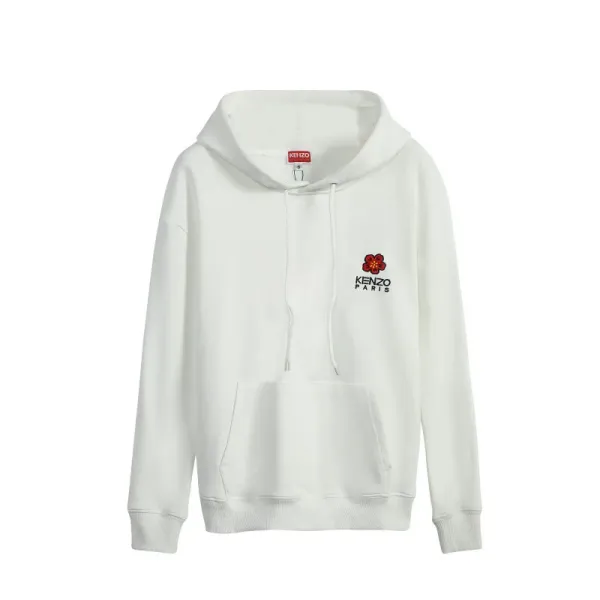 Kenzo Paris Flower Embroidery Hoodie White - 1