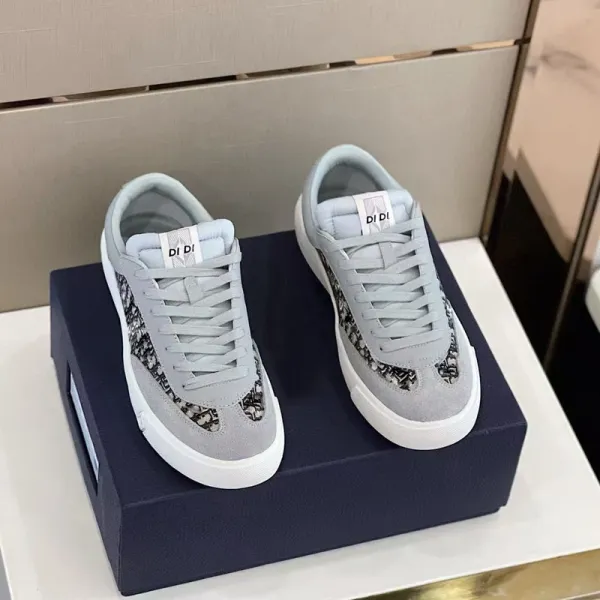 Dior B23 Oblique Gray Suede Sneakers - 1