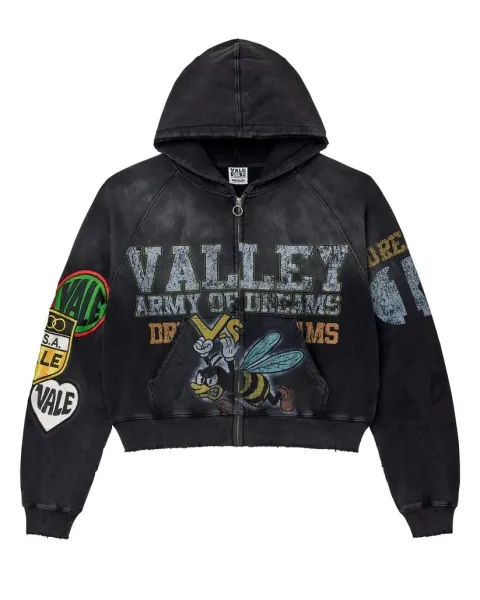 Vale Valley Army of Dreams Distressed Black Hoodie - 1