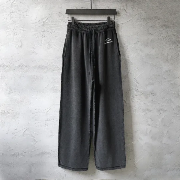 Balenciaga Logo-Embroidered Wide-Leg Sweatpants Black - 1