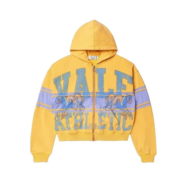 Vale Athletic Cropped Zip-Up Hoodie Yellow - 1