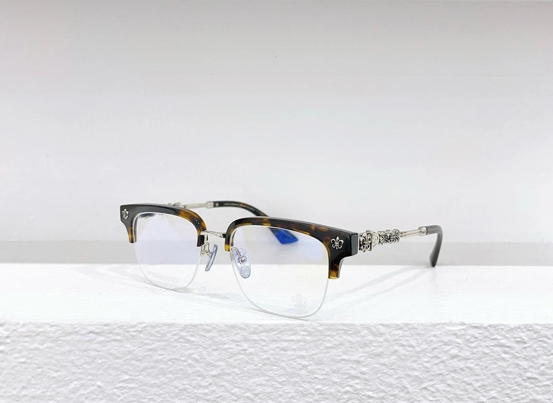 Chrome Hearts Tortoise Half-Rim Eyeglasses