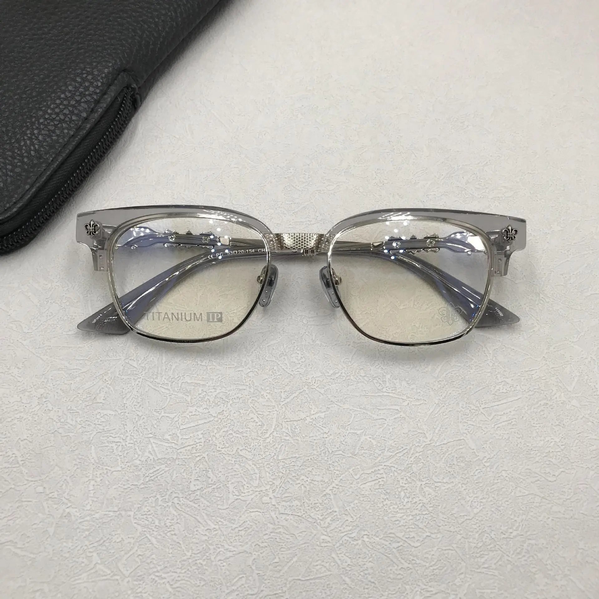 Chrome Hearts Optical Glasses Black Blue Titanium Frame Eyewear - 24