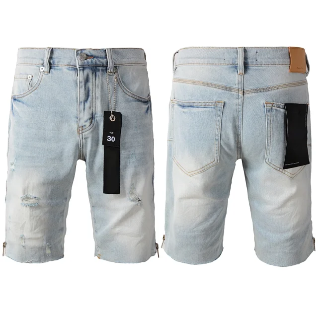 Unbranded Shorts Denim knee-length with distressed and paint-splatter details product detail image 7