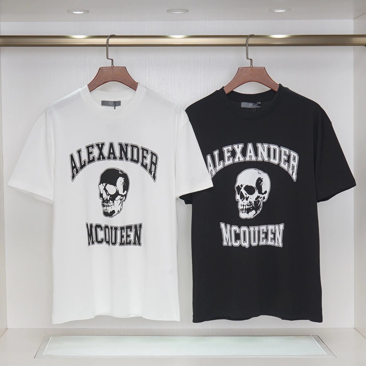 Alexander McQueen Skull Logo Cotton T-Shirt Unisex Casual