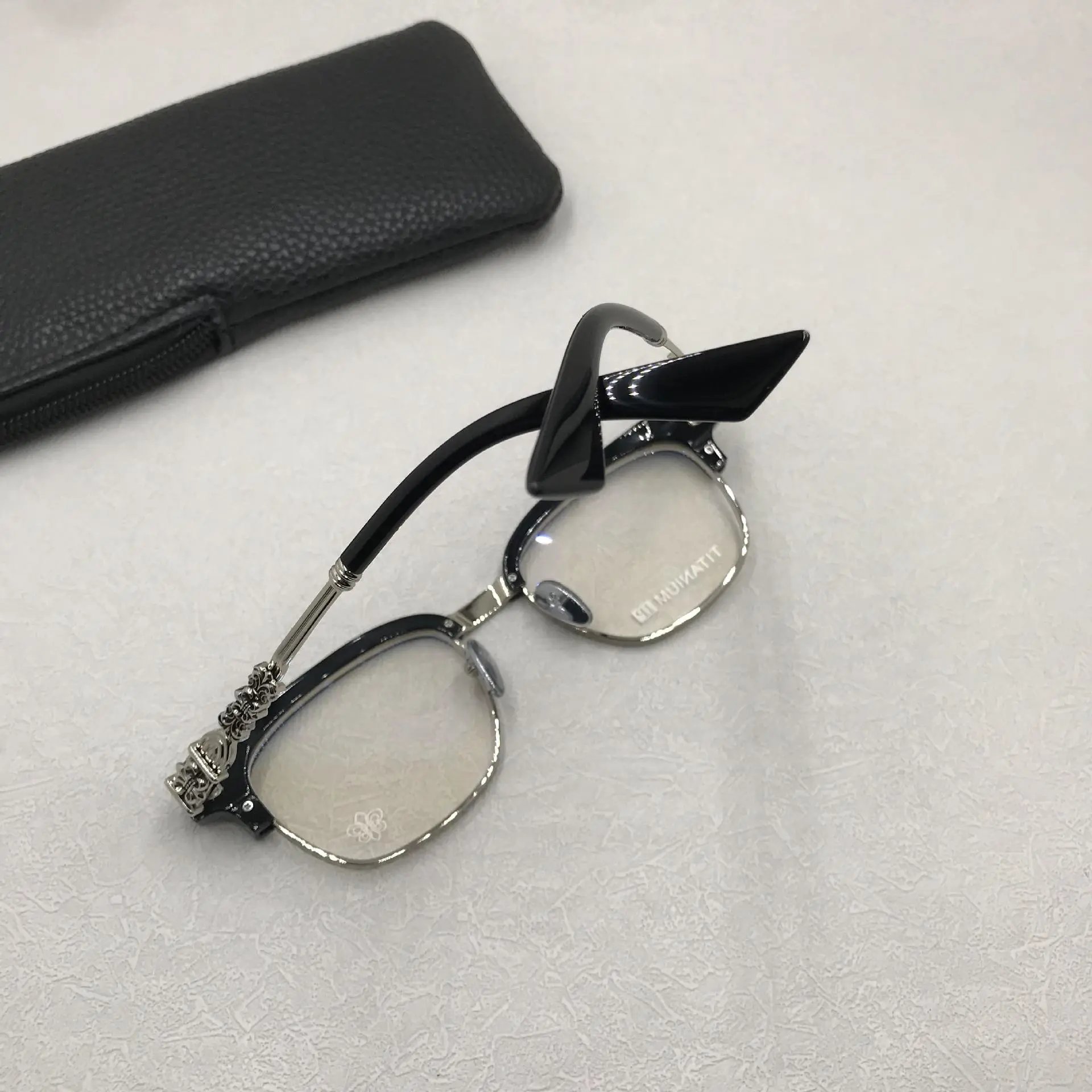 Chrome Hearts Optical Glasses Black Blue Titanium Frame Eyewear - 16